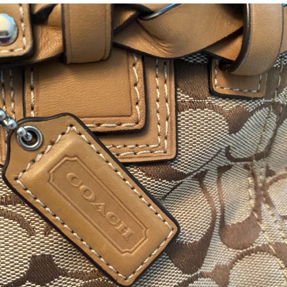 Coach Hampton Signature Braided Leather Logo Canvas Satchel - Picture 3 of 14